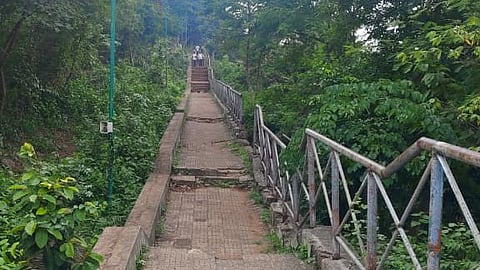 The recently inaugurated 65-foot Trishul, the ropeway.