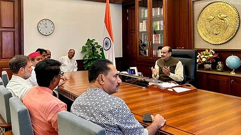 Rahul Gandhi and other opposition MPs meet Lok Sabha Speaker Rahul Gandhi.