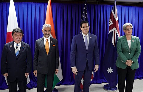 Union External Affairs Minister S Jaishankar, second left, participates in the QUAD Foreign Ministers' Meeting, in Manila, Philippines.