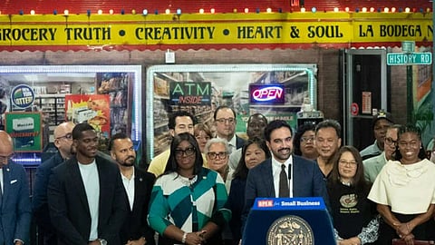 Mamdani at the "OPEN for Small Business" event