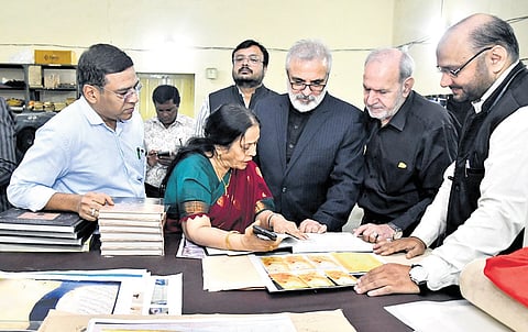 Iran Consul General Hamid Ahmadi at the Telangana State Archives and Research Institute in Hyderabad on Wednesday