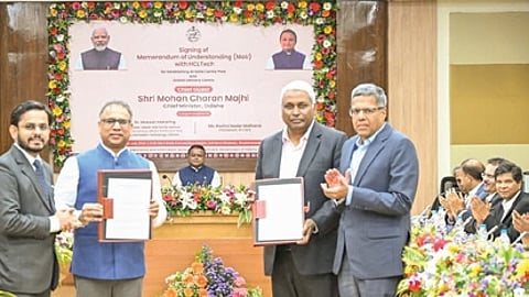 CM Mohan Charan Majhi at the MoU signing function at Lok Seva Bhawan