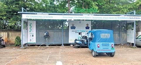 An EV charging station at Paika Nagar in Bhubaneswar