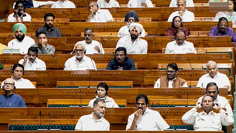 Opposition leaders in the House during the Monsoon session on Friday.