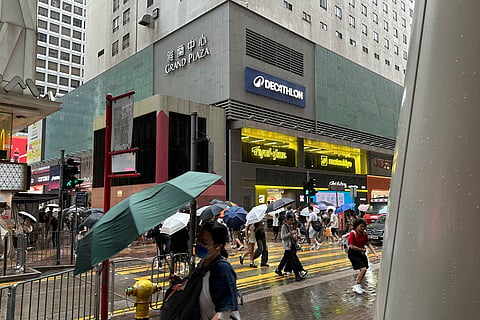 Hong Kong's airport authority said around 350 flights were canceled Sunday.