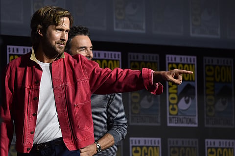 Ryan Gosling, left, and Shawn Levy attend a panel for Marvel Studios during Comic-Con International on Saturday, July 25, 2026, in San Diego.