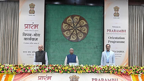 Two-day orientation workshop ‘Prarambh’ for newly-elected members of the Rajya Sabha.