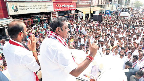 Edappadi K Palaniswami campaigns ahead of the Assembly elections.