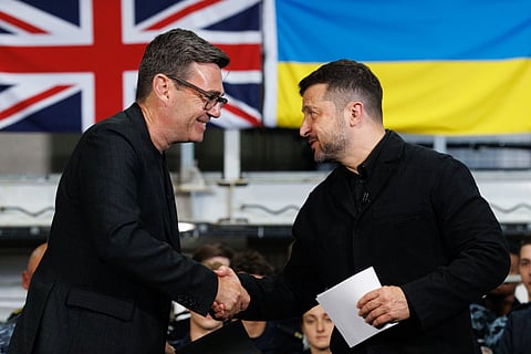 British Prime Minister Andy Burnham held his first meeting with Ukrainian President Volodymyr Zelensky at a UK naval base.