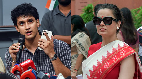 (L-R) CJP spokesperson Saurav Das and BJP MP Kangana Ranaut.