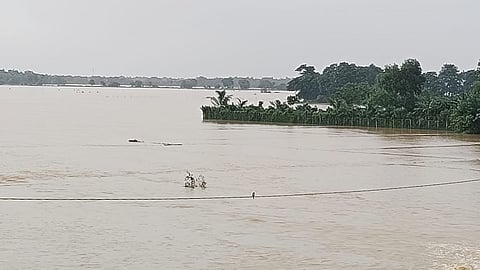 A flooded area in Mathani under Basta block of Balasore district.