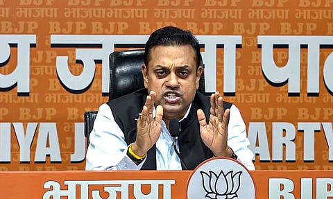 BJP MP Sambit Patra addresses a press conference, in New Delhi, Wednesday, July 29, 2026.