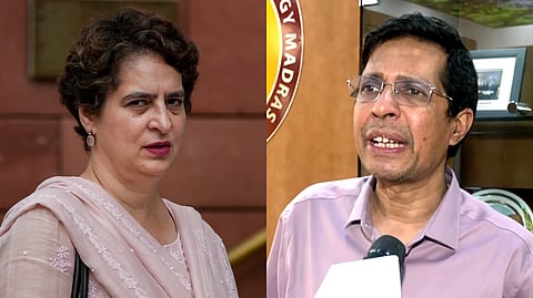 (L-R) Congress MP Priyanka Gandhi Vadra and IIT-Madras director Prof. V. Kamakoti.