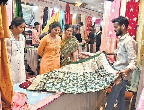 The Indian Silk Gallery Expo was inaugurated at A Convention Centre, near Benz Circle, by Kesineni Janaki Lakshmi on Wednesday.