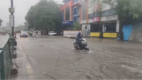 Heavy rain battered Surat from the morning of July 31, rapidly turning several parts of the city into waterlogged zones.
