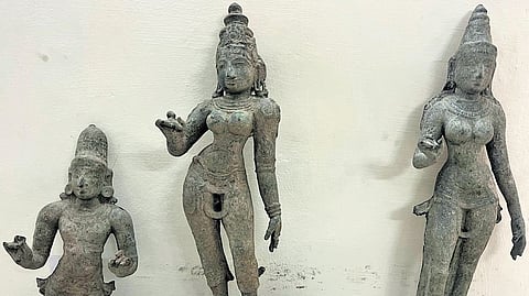 It is yet to be identified which temple the three idols were stolen from.