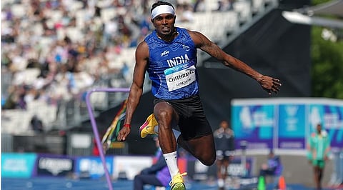 India's Praveen Chithravel competes in the men's triple jump final at the Commonwealth Games in Glasgow, Scotland, on August 1, 2026.