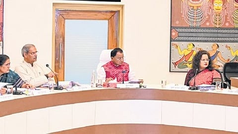 CM Mohan Charan Majhi chairing the state cabinet meeting at Lok Seva Bhawan