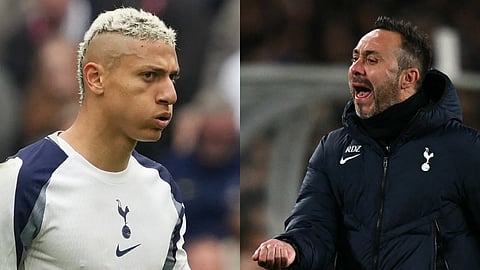 Richarlison (L) and Tottenham manager Roberto de Zerbi