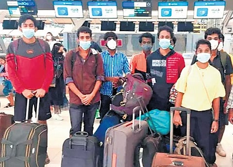 Indian workers after being rescued
from fake jobs in Thailand in 2022