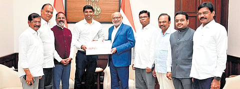 A delegation of Telugu Desam Party (TDP) MPs on Tuesday met Vice President of India CP Radhakrishnan.