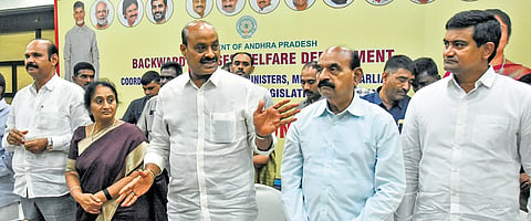 State Ministers attend the high-level consultation meeting on draft legislation in Vijayawada on Wednesday.