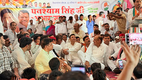 Public gratitude event organised by the Madhya Pradesh Congress to celebrate the Datia bypoll win.