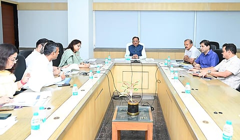 Chhattisgarh Chief Minister Vishnu Deo Sai chairs the first state-level review meeting using the newly developed PARAS portal at the state secretariat.