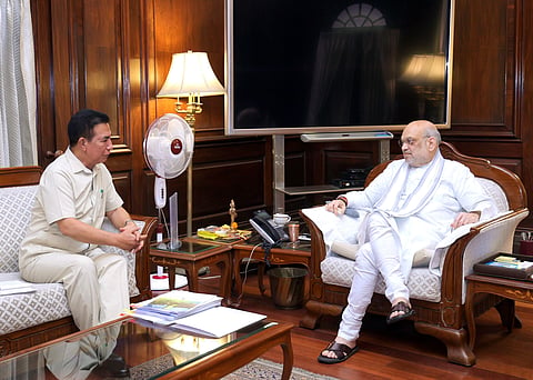 Mizoram Chief Minister Lalduhoma meets Union Home Minister Amit Shah in Delhi.