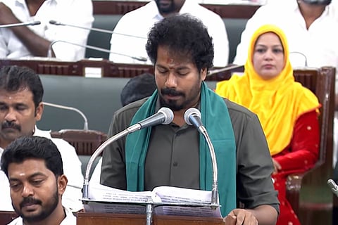 TN Agriculture and Farmers' Welfare Minister R. Vinoth presenting the Agri budget