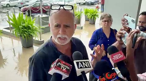 Tehelka magazine founder Tarun Tejpal speaks to media after being convicted in the 2013 sexual assault case on Thursday, Aug. 06, 2026.