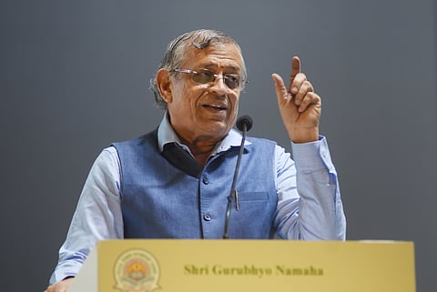 Gurumurthy, Editor of Thuglak Magazine addresses his speech on Indian Civilization during the YGP centenary celebation event held at Kamarajar Arangam in Teynampet on Thursday.