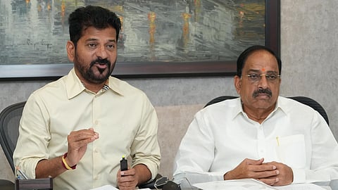 Chief Minister A Revanth Reddy along with Thummala Nageswara Rao.