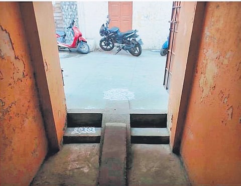 The entrance of an affected property on C R Garden Street, Chennai