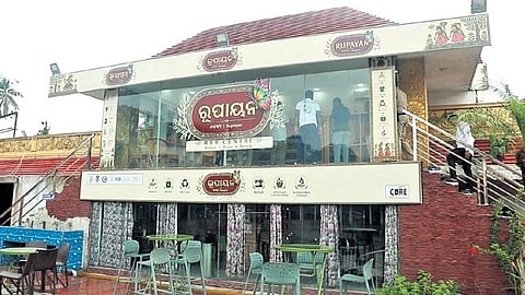 (Above)The Rupayan centre at the Mission Shakti complex; Clothes donated by people.