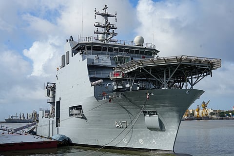 INS Nipun, Indian Navy's second indigenously built Nistar-class Diving Support Vessel (DSV), before its commissioning ceremony, at Naval Dockyard in Mumbai, Monday, Aug. 31, 2026.