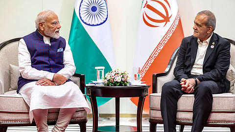 Prime Minister Narendra Modi during a meeting with Iran President Masoud Pezeshkian, in Bishkek, Kyrgyzstan.