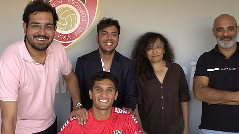 Yohaan Benjamin (2nd from L) continues his European journey with Guarda FC