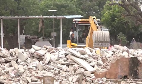 Rampura-Kanwarpura government primary school, which was in a dilapidated condition, is being demolished for reconstruction.