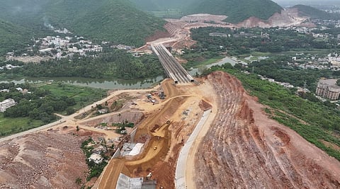 A view of Polavaram left main canal which carries Godavari waters to North Andhra.