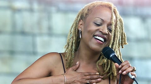 Cassandra Wilson performs at the JVC Jazz Festival in Newport, R.I., on Aug 10, 2003