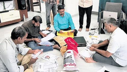 ACB officials check documents at premises of Sri Vuyyala Somaiah.