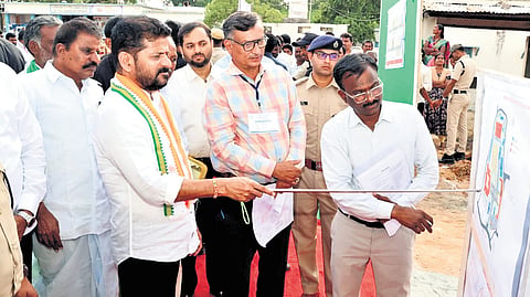 Chief Minister A Revanth Reddy reviews construction works at Gokafasalwad BC Welfare Residential School and Government Junior College in Daulatabad on Friday