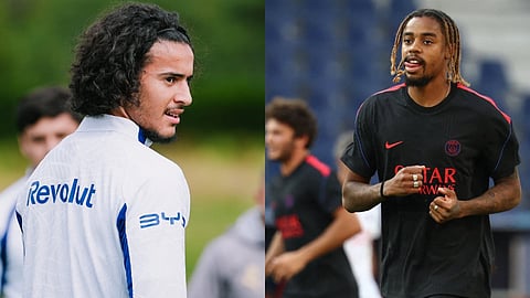 Ayyoub Bouaddi (L) was transferred from Lille to Manchester City for 100 million euros, and Bradley Barcola was transfrred from PSG to Liverpool for a total of 145 million euros.