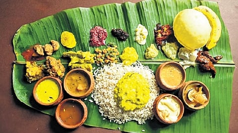 Kerala's traditional Sadya feast.