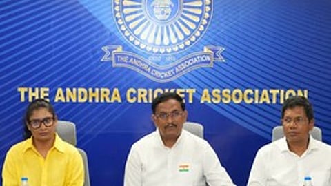 ACA president Kesineni Sivanath With former Women Indian cricket captain Mithali Raj.