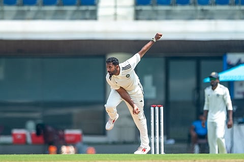 South Zone's Shreyas Gopal in action on Sunday