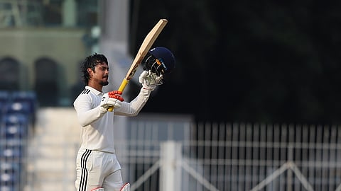 Ishan Kishan celebrates his century during the final on Sunday