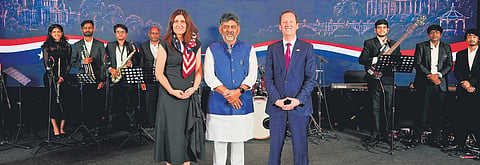 Chief Minister DK Shivakumar and US Ambassador Sergio Gor at the US Mission’s National Day reception in Bengaluru on Sunday