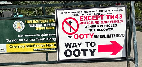 Barricades have been placed at Masinagudi junction, with a few policemen deployed on duty to turn back tourists heading to Ooty via the Kalhatti road.